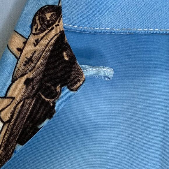 VTG Mens D'amante Casual Shirt Aircraft‎ Carrier Fighter Jets Blue XL - Picture 10 of 10